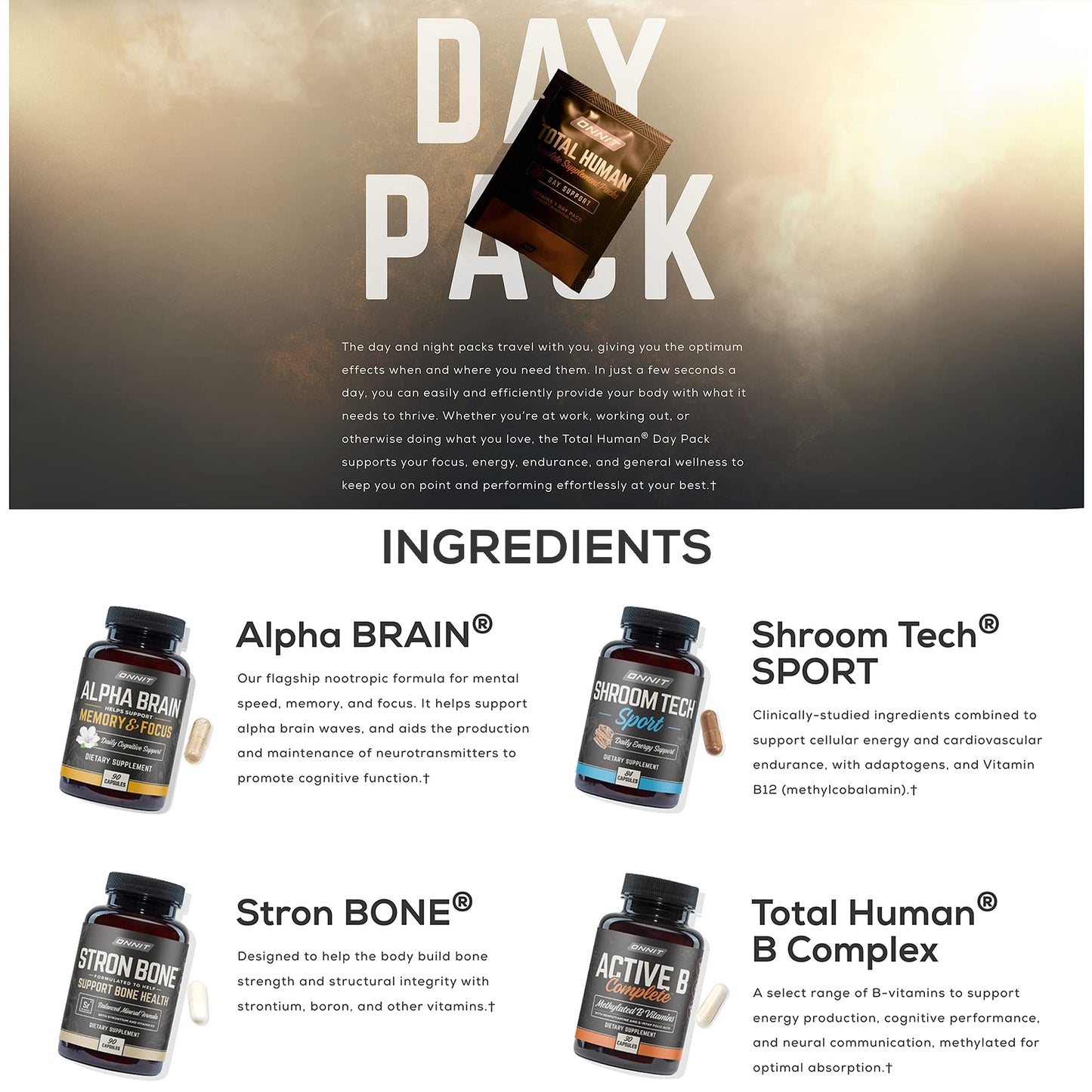 ONNIT Total Human Day and Night Vitamin Packs for Men and Women,Capsule, 30-Day - Maple Wellness Supplements