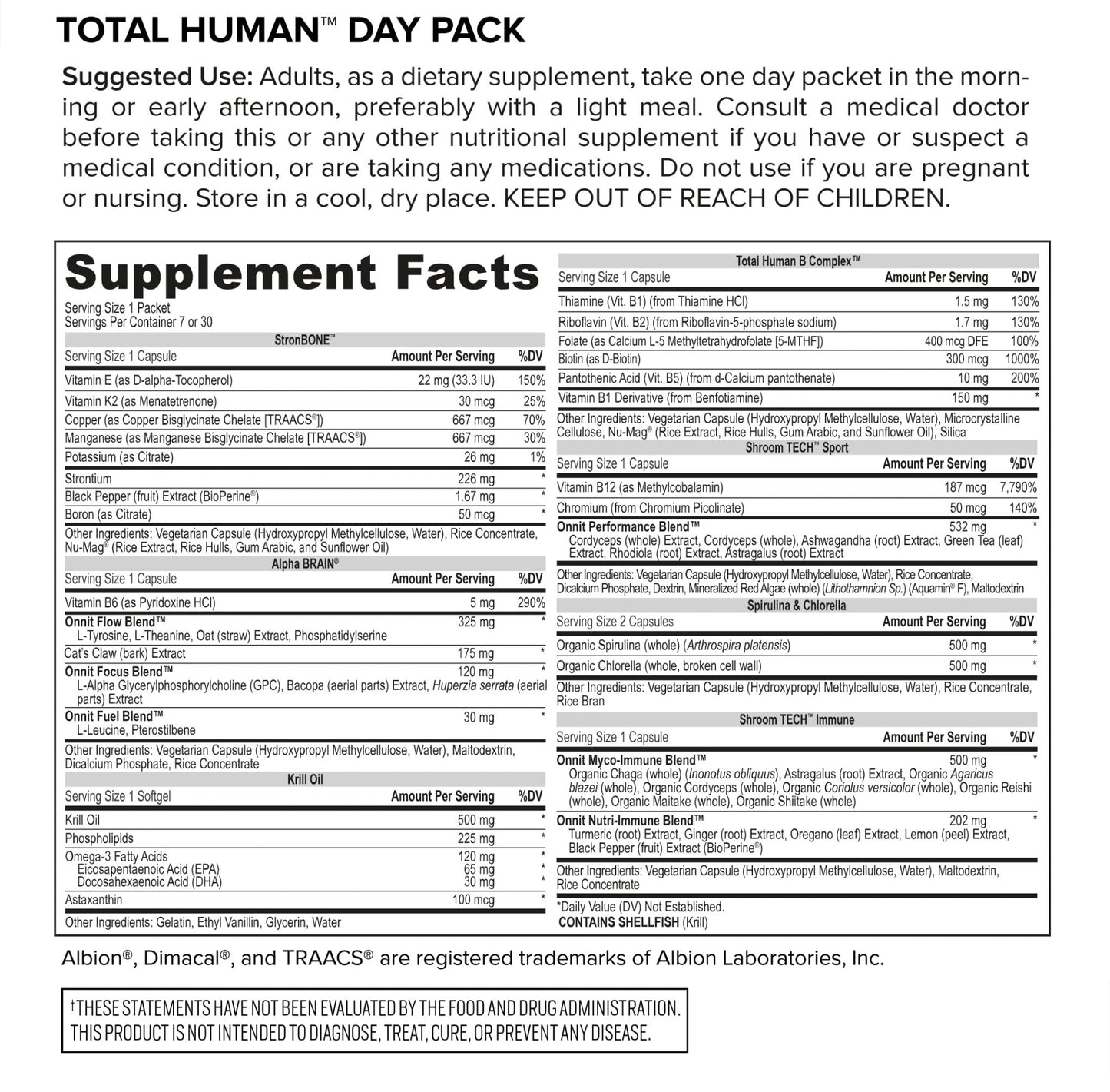 ONNIT Total Human Day and Night Vitamin Packs for Men and Women,Capsule, 30-Day - Maple Wellness Supplements