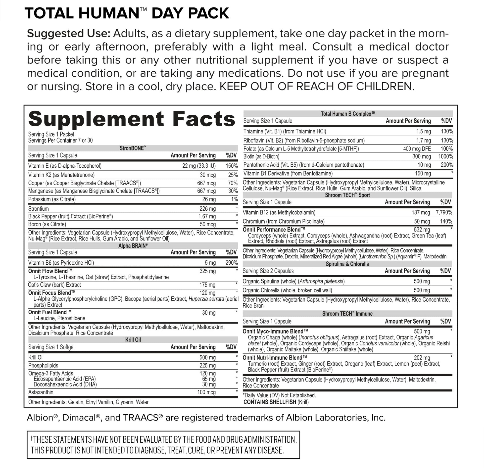 ONNIT Total Human Day and Night Vitamin Packs for Men and Women,Capsule, 30-Day - Maple Wellness Supplements