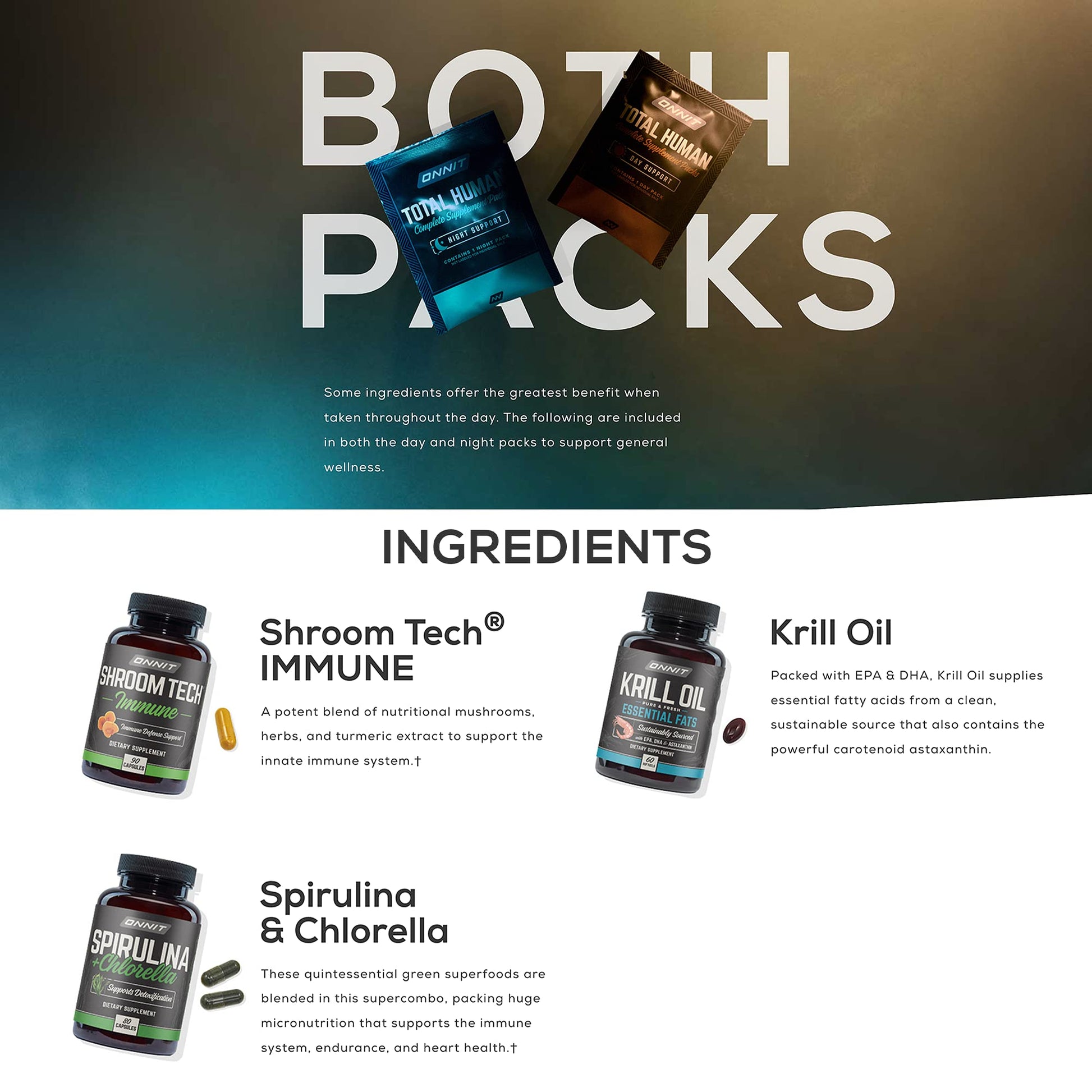 ONNIT Total Human Day and Night Vitamin Packs for Men and Women,Capsule, 30-Day - Maple Wellness Supplements