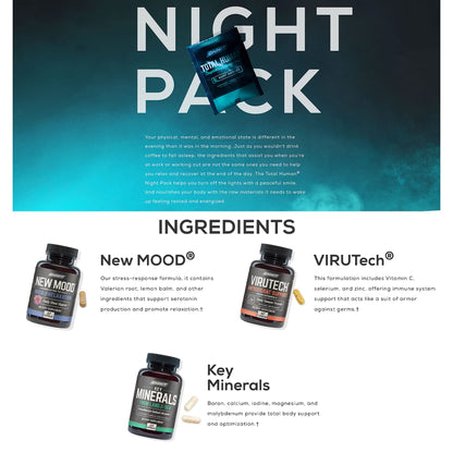 ONNIT Total Human Day and Night Vitamin Packs for Men and Women,Capsule, 30-Day - Maple Wellness Supplements