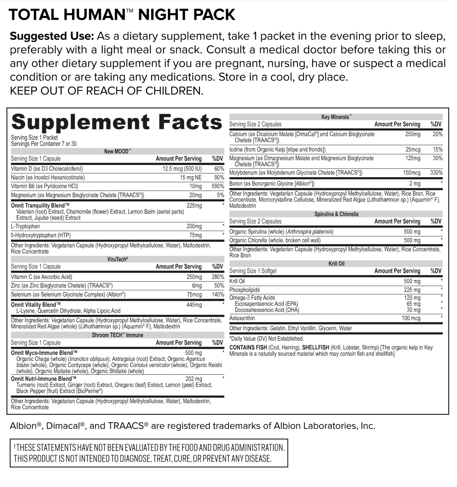 ONNIT Total Human Day and Night Vitamin Packs for Men and Women,Capsule, 30-Day - Maple Wellness Supplements