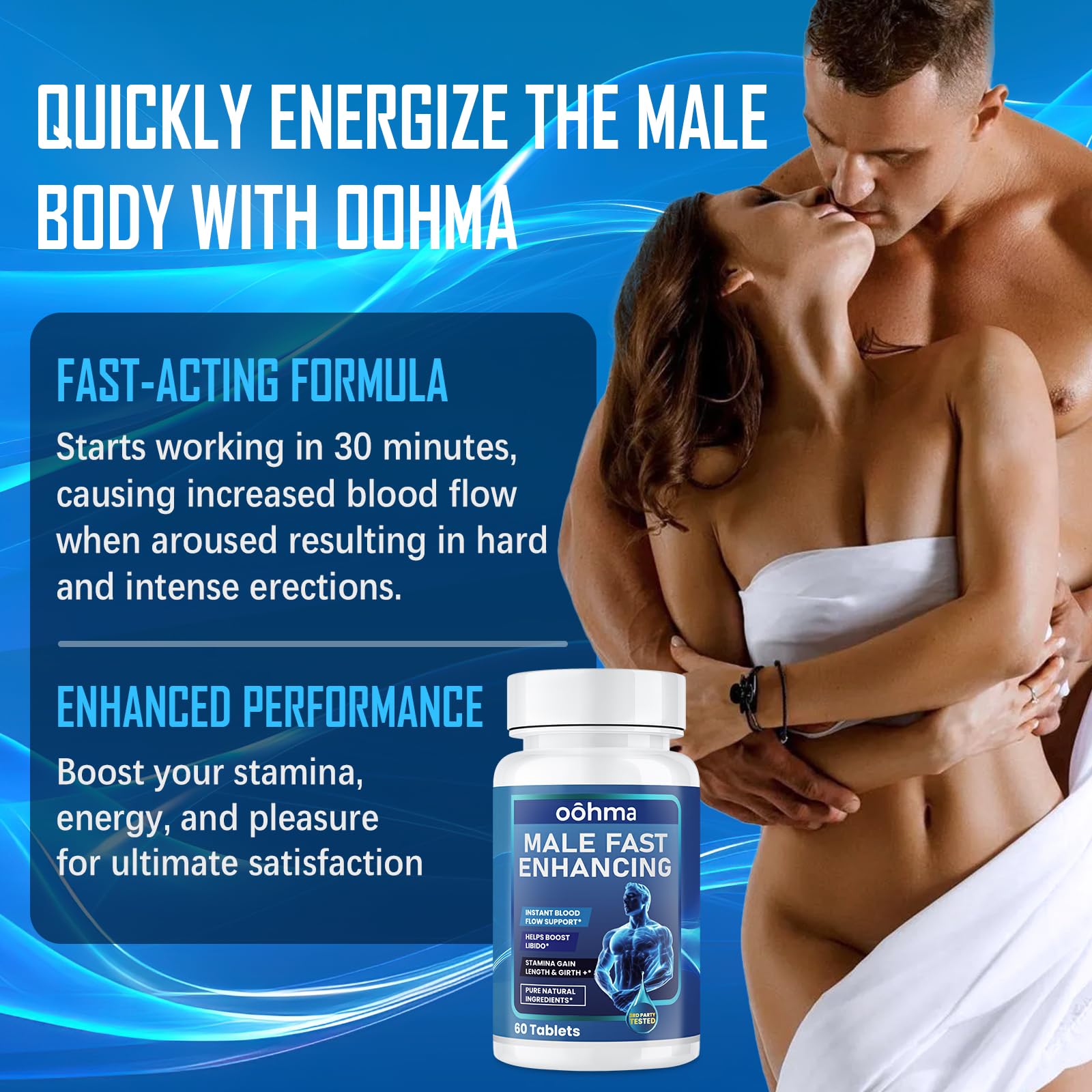 Oohma New Male Enhancing Supplement, Designed to be Fast Acting for Blood Flow to Gain Length & Girth + Stamina, Maca, Epimedium, and Other Natural Ingredients, 3rd Party Tested Supplement 60 Tablets - Maple Wellness Supplements
