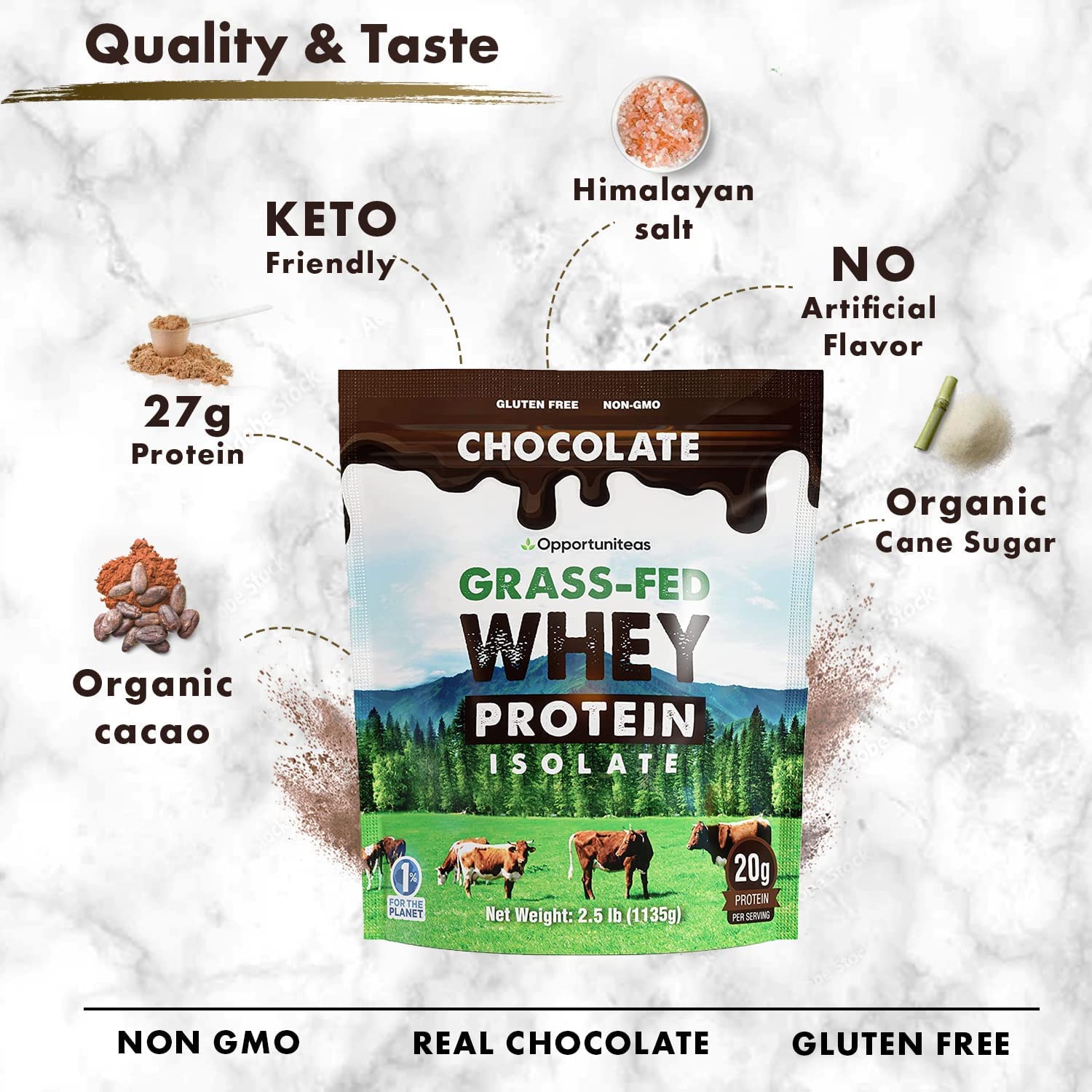 Opportuniteas Chocolate & Vanilla Whey Protein Powder Bundle - Grass Fed Whey Isolate - Maple Wellness Supplements
