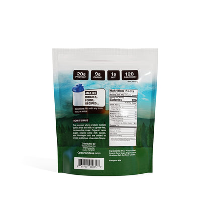 Opportuniteas Chocolate Whey Protein Powder - Grass Fed Whey Isolate + Organic Cacao - Maple Wellness Supplements