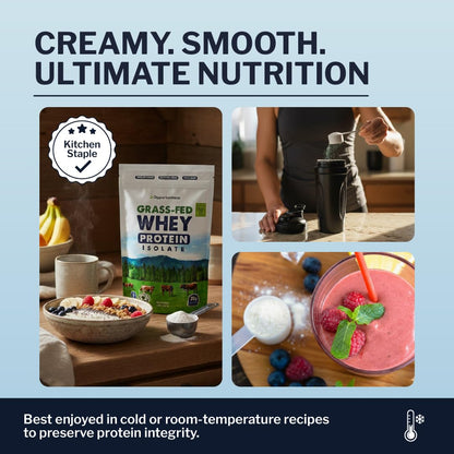 Opportuniteas Grass Fed Whey Isolate Protein Powder – Unflavored, Heavy-Metal Tested, 28g Protein, Sourced from Ireland, Hormone-Free, Non-GMO, Packaged in USA – 1lb - Maple Wellness Supplements