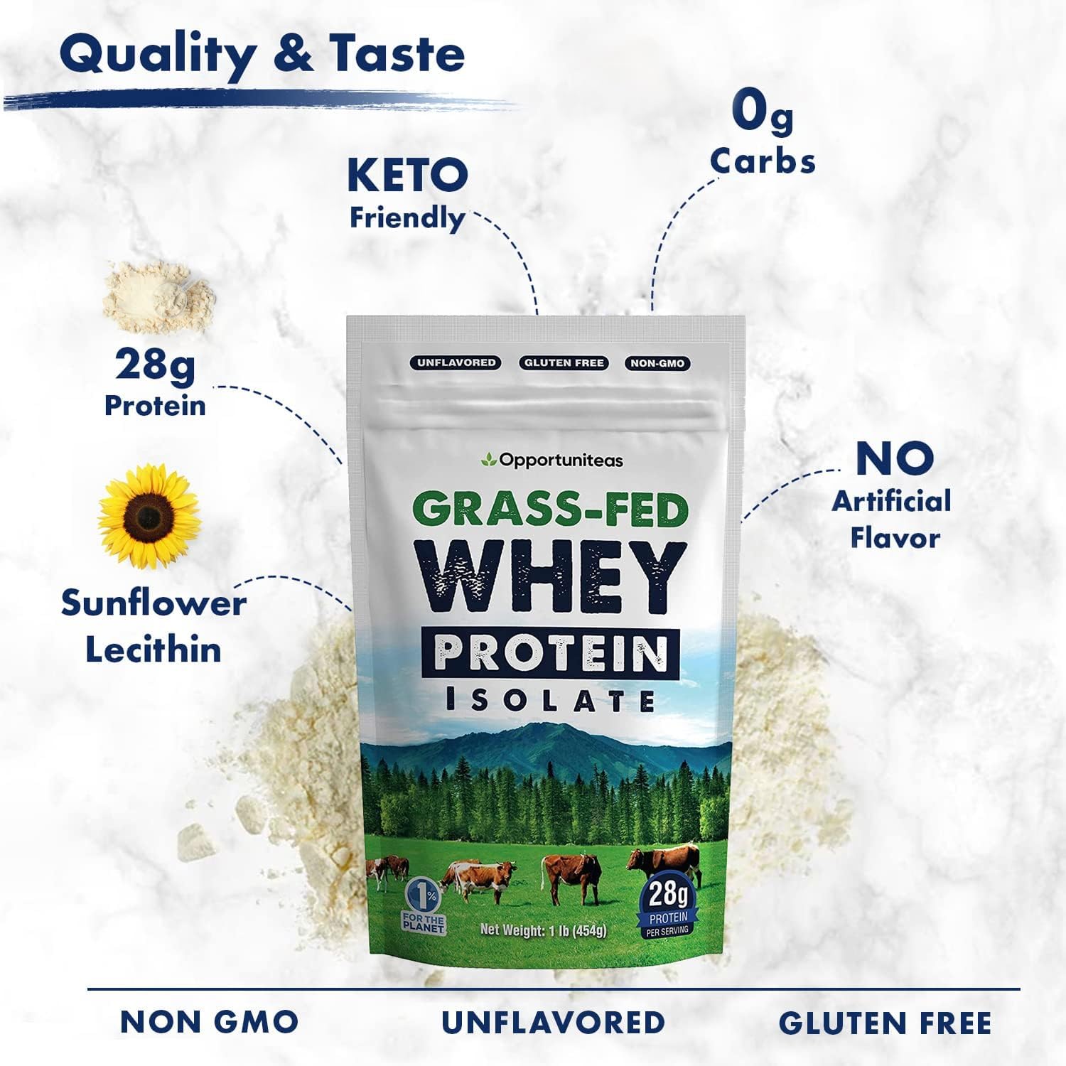 Opportuniteas Grass Fed Whey Protein Isolate Powder - Unflavored Whey Protein Isolate - Maple Wellness Supplements