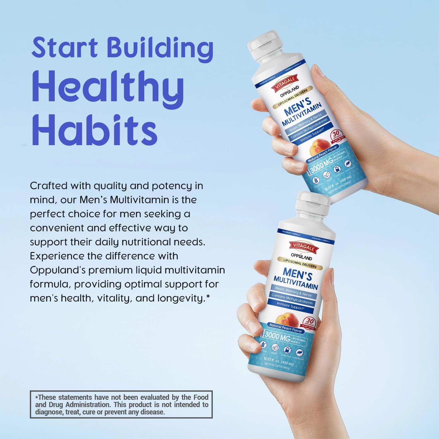 oppuland - Men's Multivitamin - Liquid Supplement - Liposomal Delivery - Daily Multi Vitamin with Biotin B Complex Omega-3 - Hair & Nail Support Vitamin - Maple Wellness Supplements