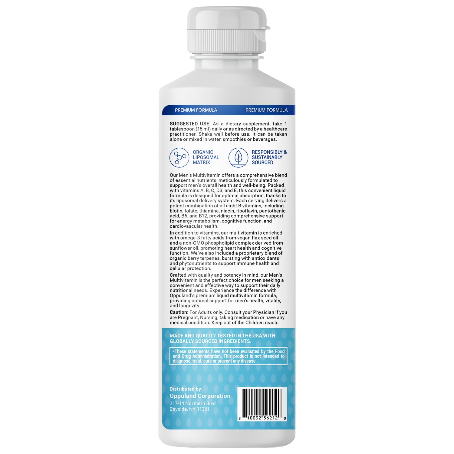 oppuland - Men's Multivitamin - Liquid Supplement - Liposomal Delivery - Daily Multi Vitamin with Biotin B Complex Omega-3 - Hair & Nail Support Vitamin - Maple Wellness Supplements