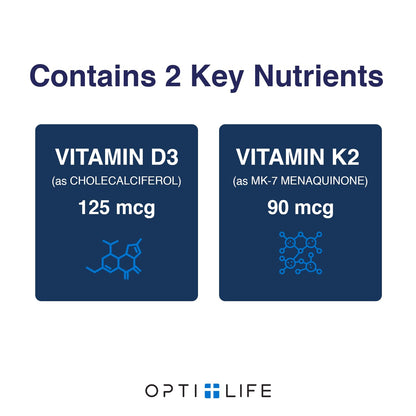 Opti + D3/K2 Supplement | Bone Health, Cardiovascular Wellness and Immune Support* Supplement | Vitamin D3 K2 Daily Support | 120 Capsules/120 Servings - Maple Wellness Supplements