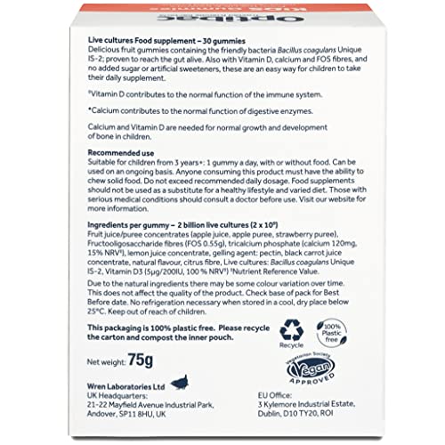 Optibac Kids Probiotic with Vitamin D & Calcium for Immune System Support & Gut Health - Maple Wellness Supplements