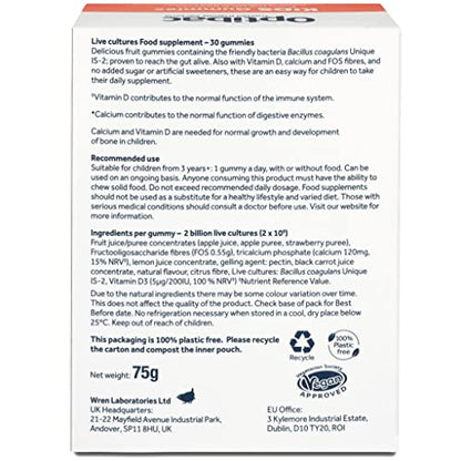 Optibac Kids Probiotic with Vitamin D & Calcium for Immune System Support & Gut Health - Maple Wellness Supplements