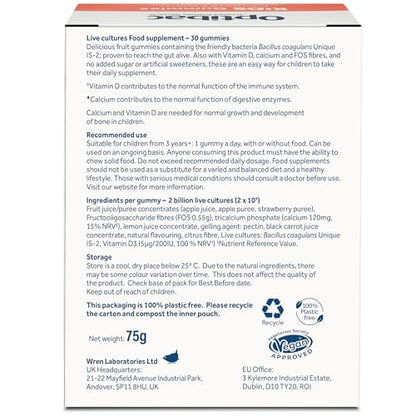 Optibac Kids Probiotic with Vitamin D & Calcium for Immune System Support & Gut Health - Maple Wellness Supplements