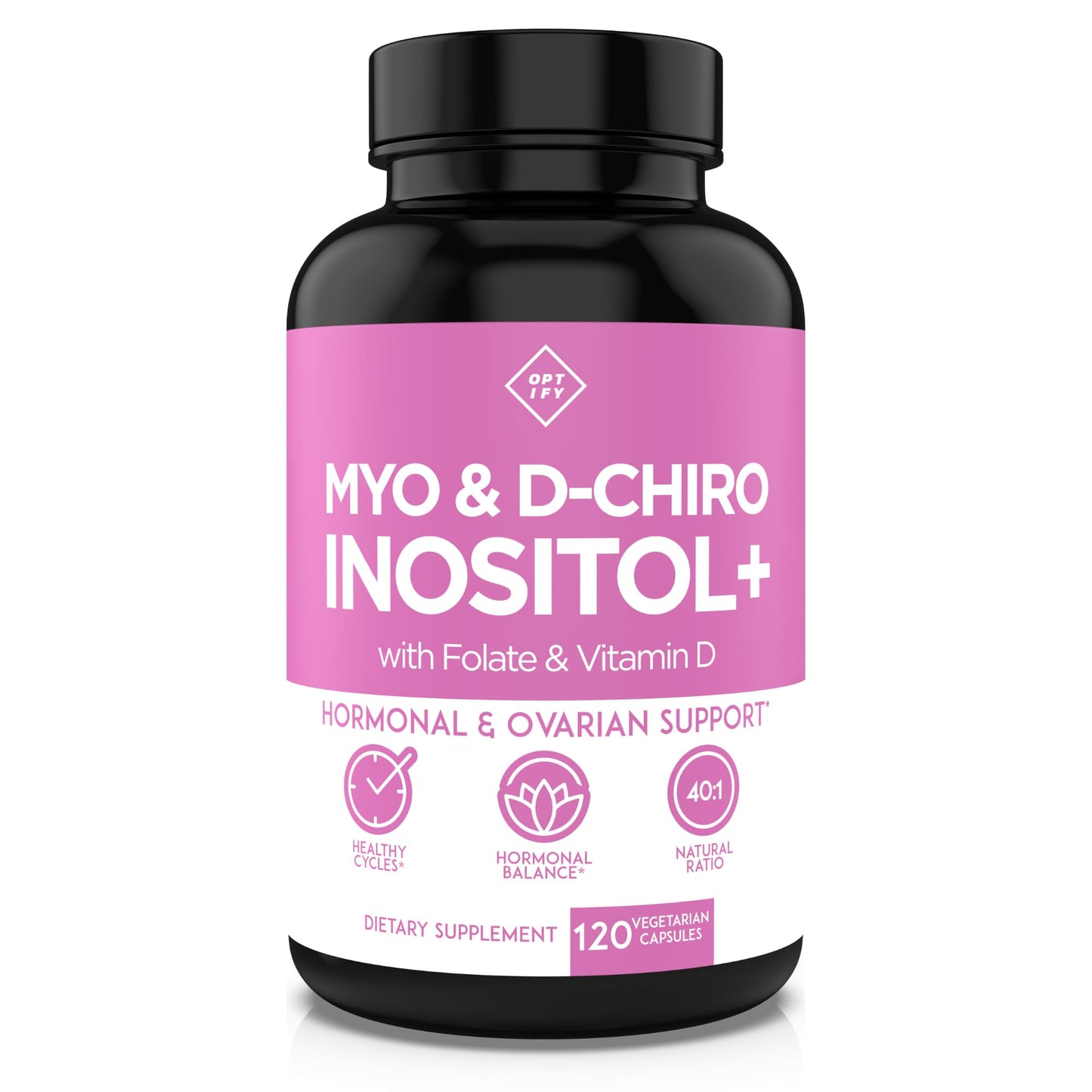 Optify Myo-Inositol & D-Chiro Inositol Supplement for Women – 40:1 Ratio Plus Folate and Vitamin D – Support Healthy Hormonal Balance - Maple Wellness Supplements