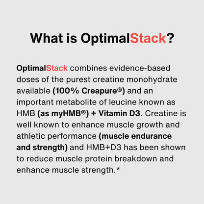 OptimalStack Creatine Monohydrate, HMB, & Vitamin D3 Stack | with Creapure Creatine, Clinical Dosage of myHMB, and Vitamin D3 | NSF for Sport Certified | Unflavored, 30 Servings - Maple Wellness Supplements