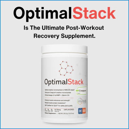 OptimalStack Creatine Monohydrate, HMB, & Vitamin D3 Stack | with Creapure Creatine, Clinical Dosage of myHMB, and Vitamin D3 | NSF for Sport Certified | Unflavored, 30 Servings - Maple Wellness Supplements