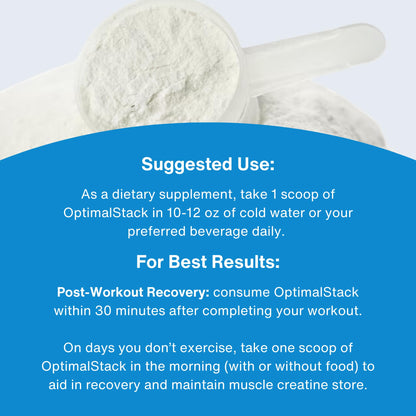 OptimalStack Creatine Monohydrate, HMB, & Vitamin D3 Stack | with Creapure Creatine, Clinical Dosage of myHMB, and Vitamin D3 | NSF for Sport Certified | Unflavored, 30 Servings - Maple Wellness Supplements