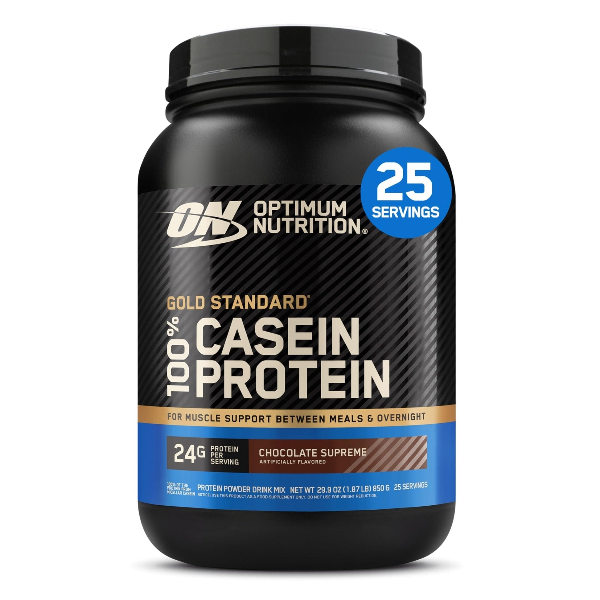 Optimum Nutrition Gold Standard 100% Micellar Casein Protein Powder, Slow Digesting, Helps Keep You Full, Overnight Muscle Recovery, Chocolate Supreme, 2 Pound (Packaging May Vary) - Maple Wellness Supplements