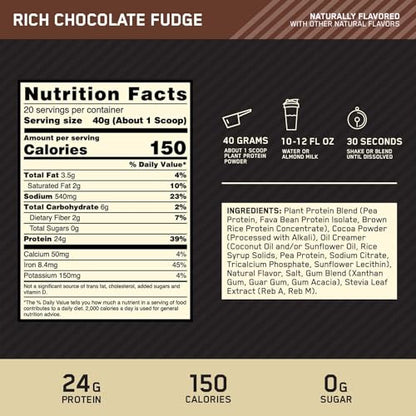Optimum Nutrition Gold Standard 100% Plant Based Protein Powder, Gluten Free, Vegan Pro - Maple Wellness Supplements
