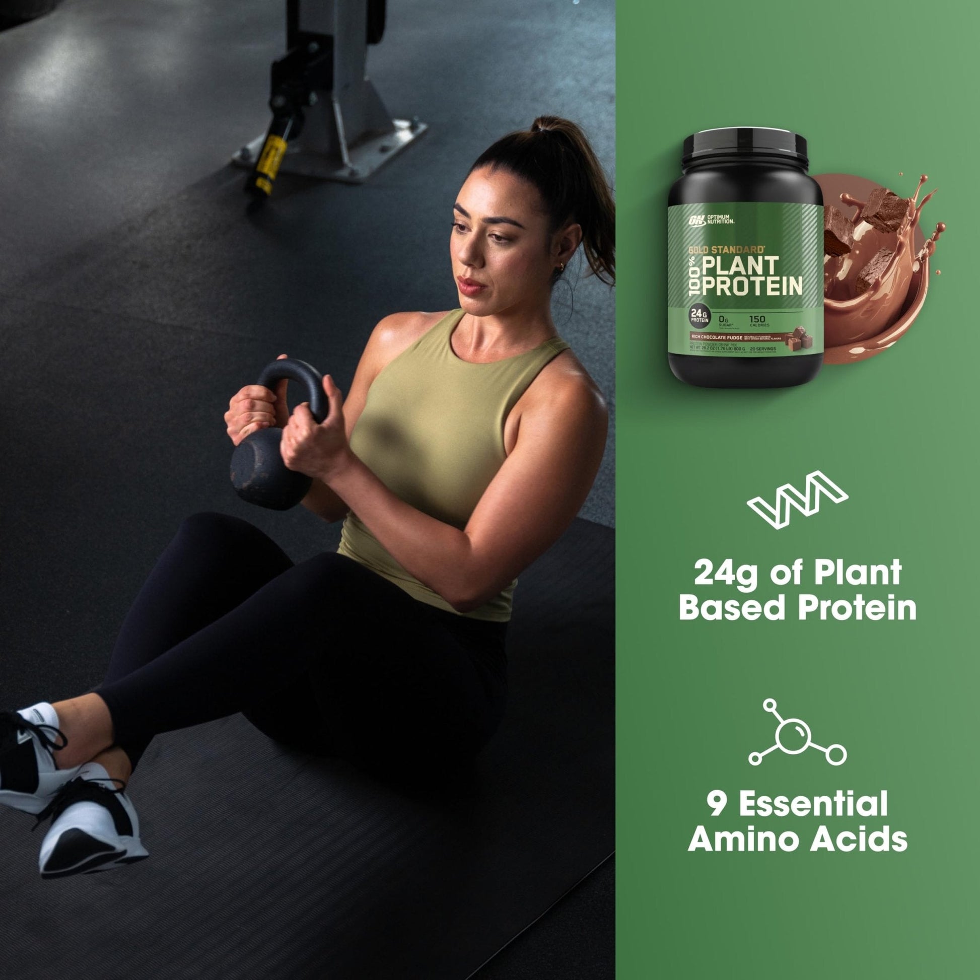 Optimum Nutrition Gold Standard 100% Plant Based Protein Powder, Gluten Free, Vegan Protein for Muscle Support and Recovery with Amino Acids - Rich Chocolate Fudge, 20 Servings (Packaging May Vary) - Maple Wellness Supplements