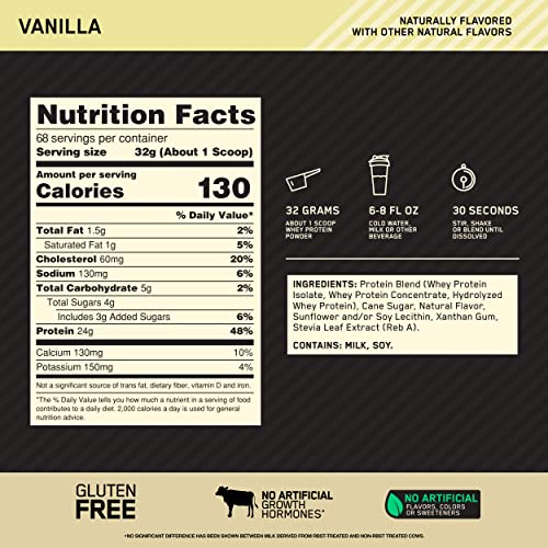 Optimum Nutrition Gold Standard 100% Whey Protein Powder 4.8 (Packaging May Vary) - Maple Wellness Supplements