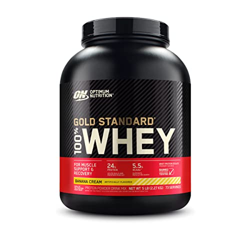 Optimum Nutrition Gold Standard 100% Whey Protein Powder, Banana Cream, 5 Pound - Maple Wellness Supplements