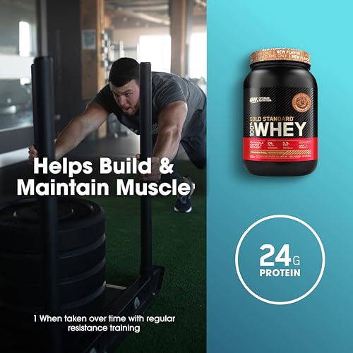 Optimum Nutrition Gold Standard 100% Whey Protein Powder, Cinnamon Roll, 2 Pound - Maple Wellness Supplements