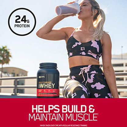 Optimum Nutrition Gold Standard 100% Whey Protein Powder, Strawberry, 1 Pound - Maple Wellness Supplements