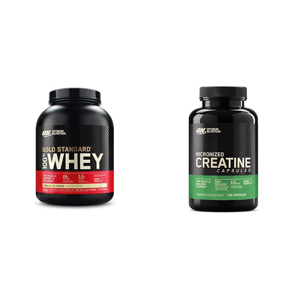 Optimum Nutrition Gold Standard 100% Whey Protein Powder, Vanilla Ice Cream & Microniz - Maple Wellness Supplements
