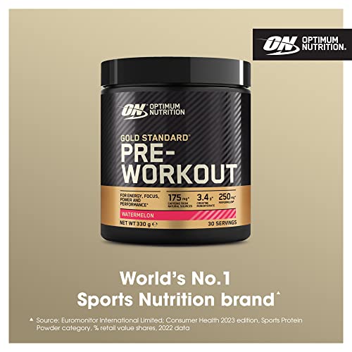 Optimum Nutrition Gold Standard Pre Workout Watermelon Flavoured Powder, 330g - Maple Wellness Supplements