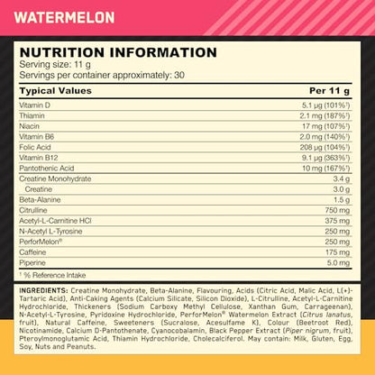 Optimum Nutrition Gold Standard Pre Workout Watermelon Flavoured Powder, 330g - Maple Wellness Supplements