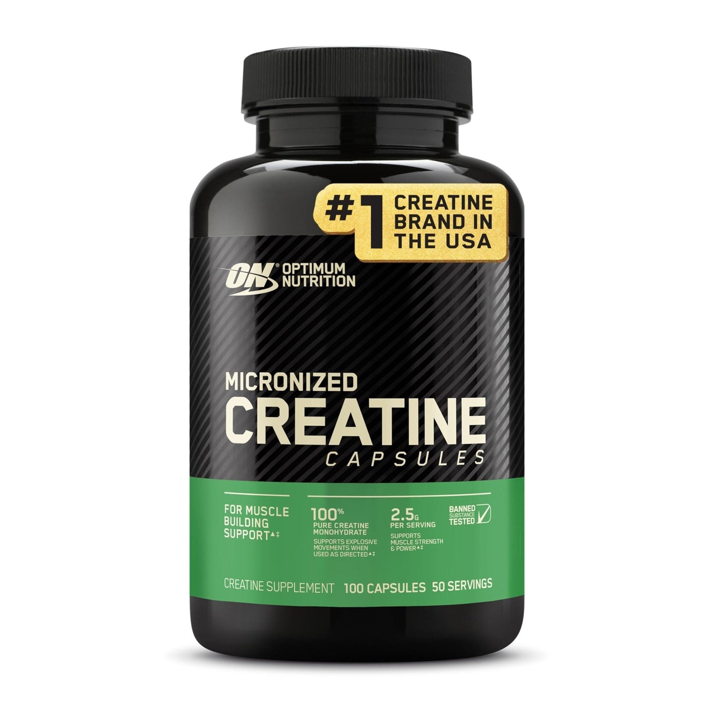 Optimum Nutrition Micronized Creatine Monohydrate Capsules, Keto Friendly, 2500mg, 100 Capsules - Maple Wellness Supplements