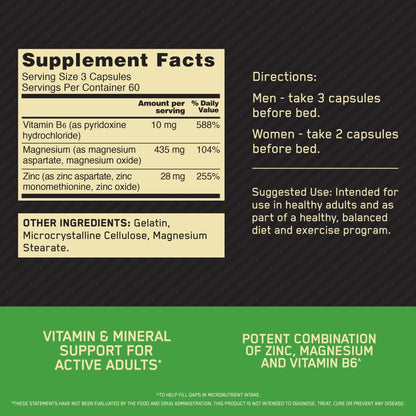Optimum Nutrition Muscle Recovery and Endurance Supplement for Men and Women, Zinc and Magnesium Supplement, 180 Count - Maple Wellness Supplements