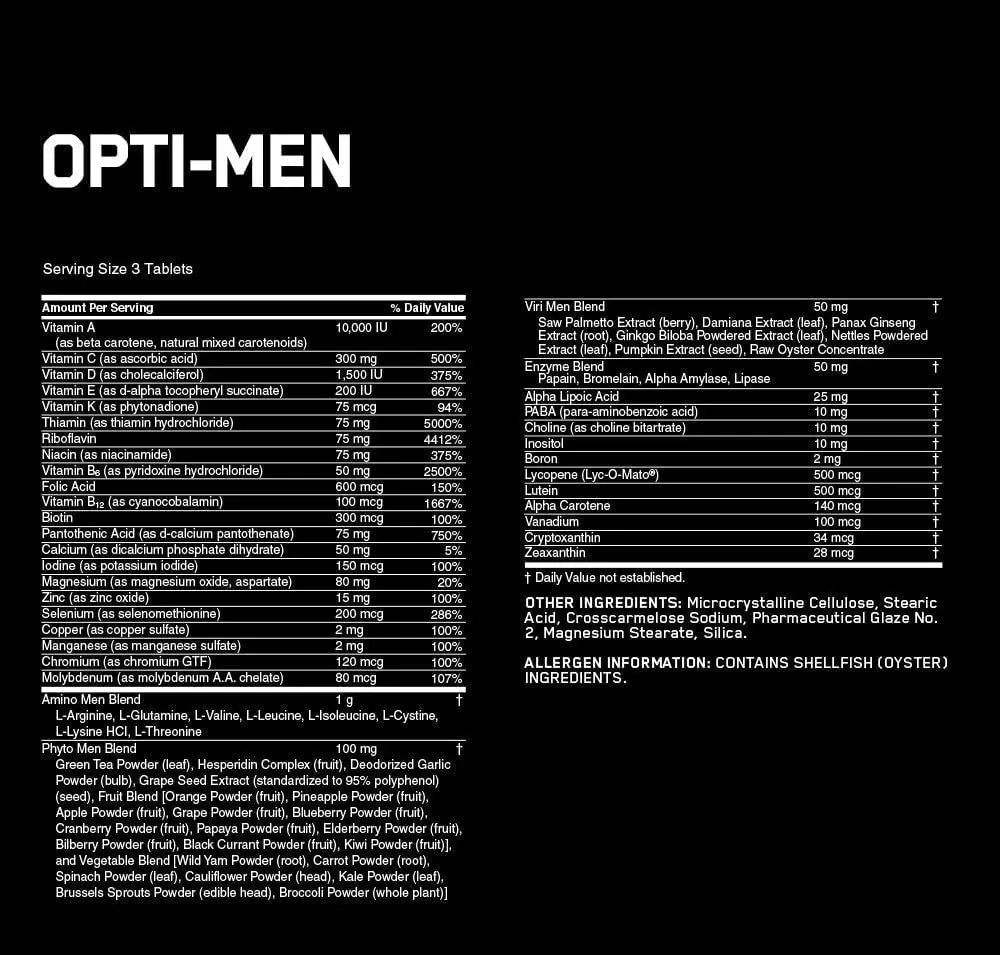 Optimum Nutrition Opti-Men Daily Multivitamin Supplement, 90 Count - Maple Wellness Supplements