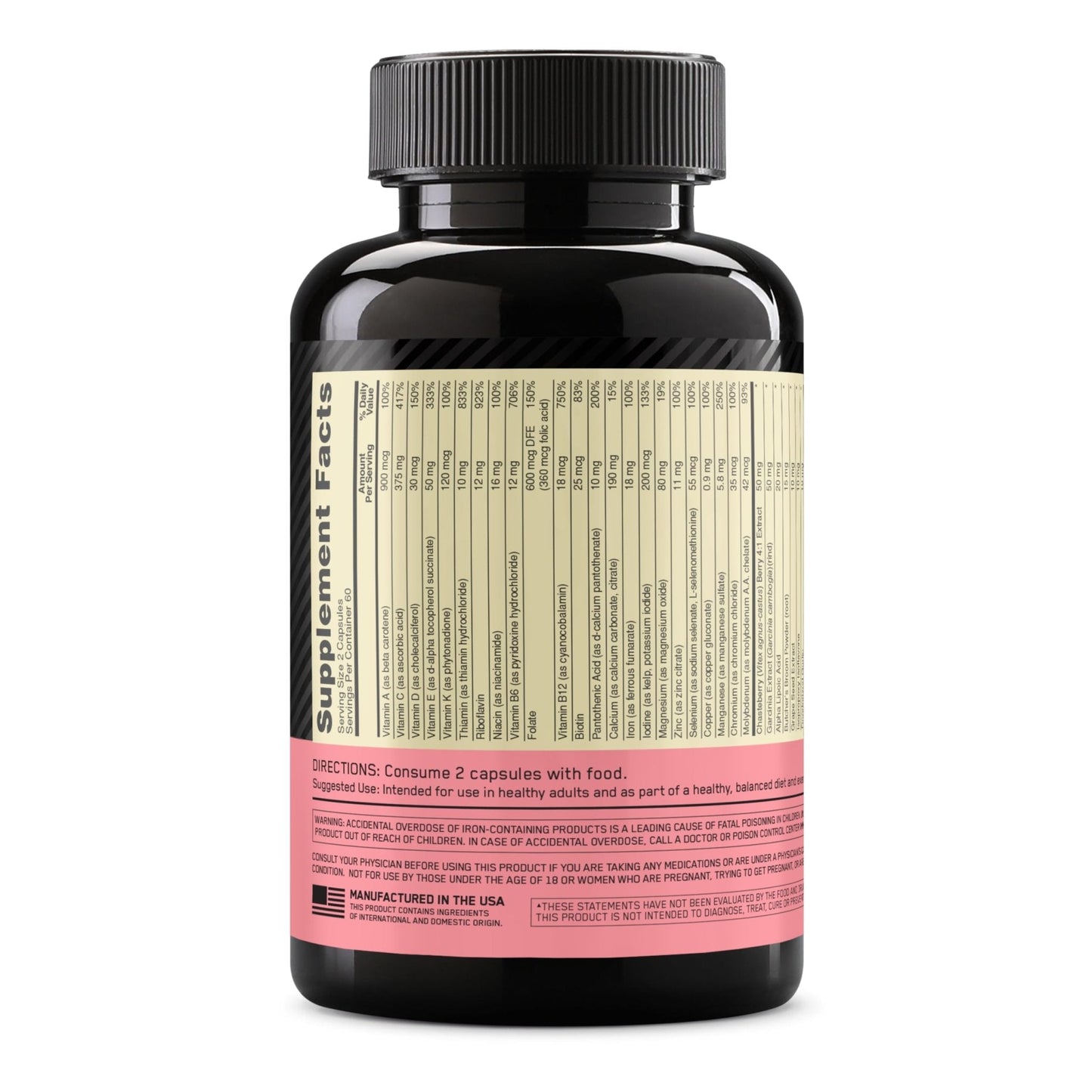Optimum Nutrition Opti-Women, Vitamin C, Zinc and Vitamin D for Immune Support Womens Daily Multivitamin Supplement with Iron, Capsules, 120 Count - Maple Wellness Supplements