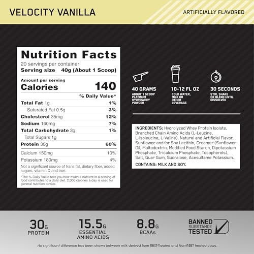 Optimum Nutrition Platinum Hydrowhey Protein Powder, 100% Hydrolyzed Whey Protein - Maple Wellness Supplements