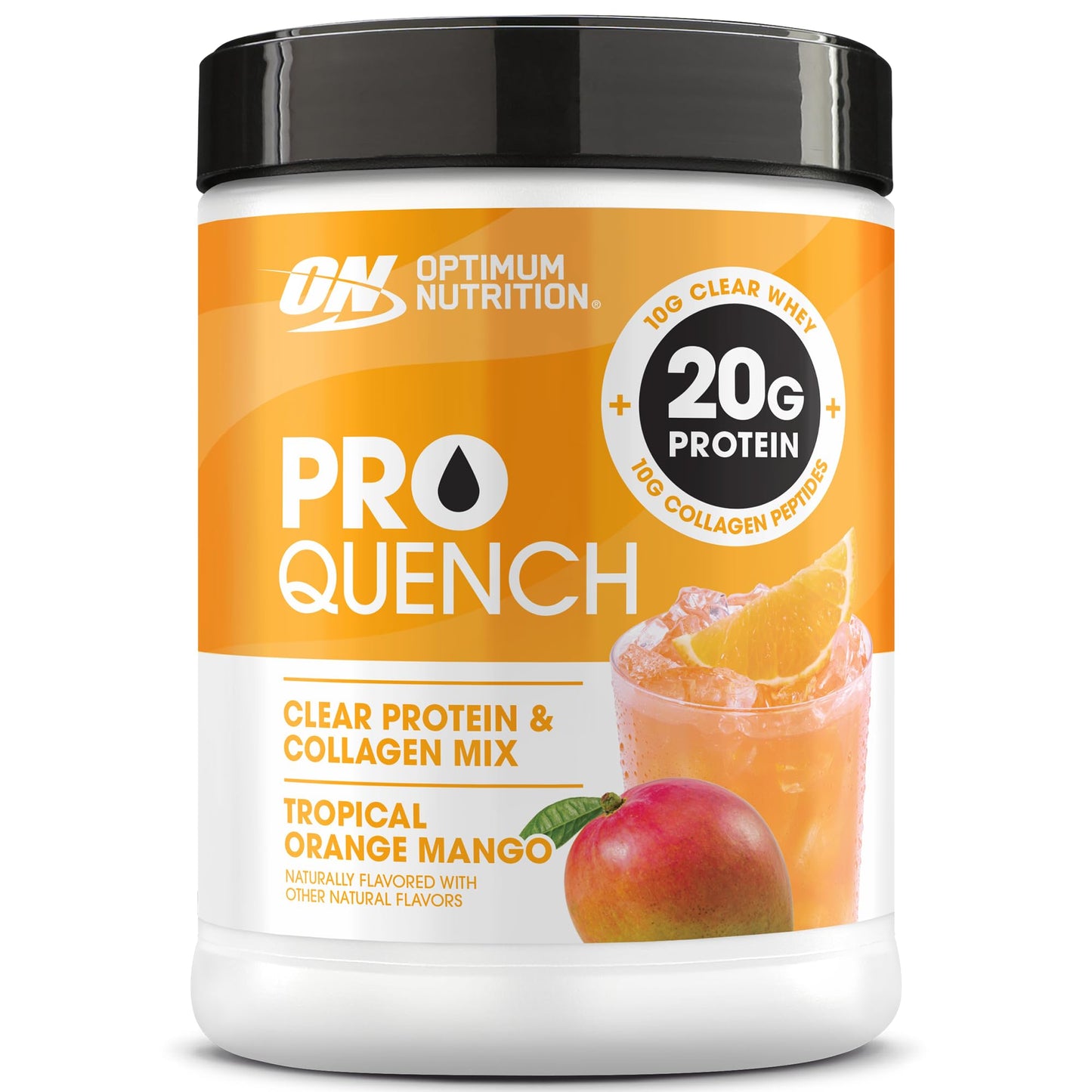 Optimum Nutrition Pro Quench, 10g Clear Protein, 10g Collagen peptides & Electrolyte Powder Drink Mix, Tropical Orange Mango, 20 Servings, - Maple Wellness Supplements
