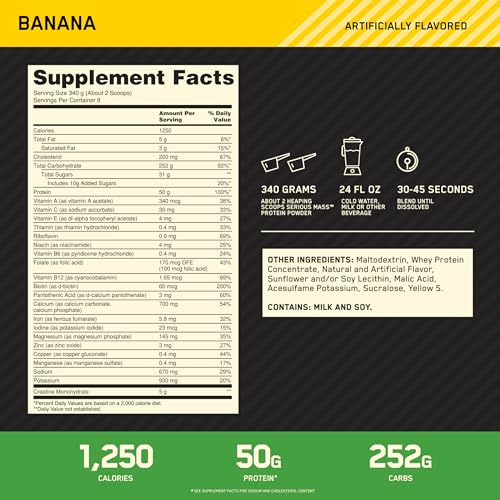 Optimum Nutrition Serious Mass, Weight Gainer Protein Powder with Creatine, Added - Maple Wellness Supplements