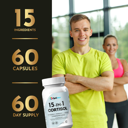 Optiwav Cortisol Detox Supplement for Women Men - Control & Lowering High Cortisol Level - Balance Calm Stress Relief Cleanse Adrenal Health Support - Magnesium Ashwagandha Cortisol Blocker Reducer - Maple Wellness Supplements