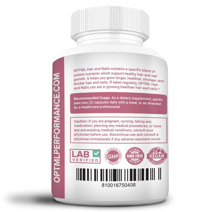 OPTML Hair and Nail Vitamins for Hair Growth and Thickness, Biotin-Infused Hair Pills, Hair Vitamins for Faster Hair Growth and Healthy Nails, for Women and Men, 60 Capsules - Maple Wellness Supplements