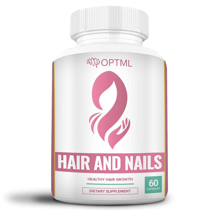 OPTML Hair and Nail Vitamins for Hair Growth and Thickness, Biotin-Infused Hair Pills, Hair Vitamins for Faster Hair Growth and Healthy Nails, for Women and Men, 60 Capsules - Maple Wellness Supplements