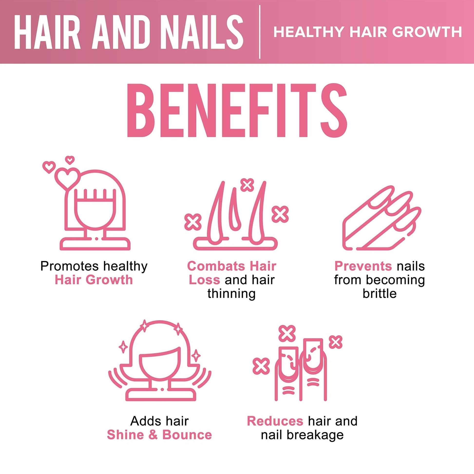 OPTML Hair and Nail Vitamins for Hair Growth and Thickness, Biotin-Infused Hair Pills, Hair Vitamins for Faster Hair Growth and Healthy Nails, for Women and Men, 60 Capsules - Maple Wellness Supplements