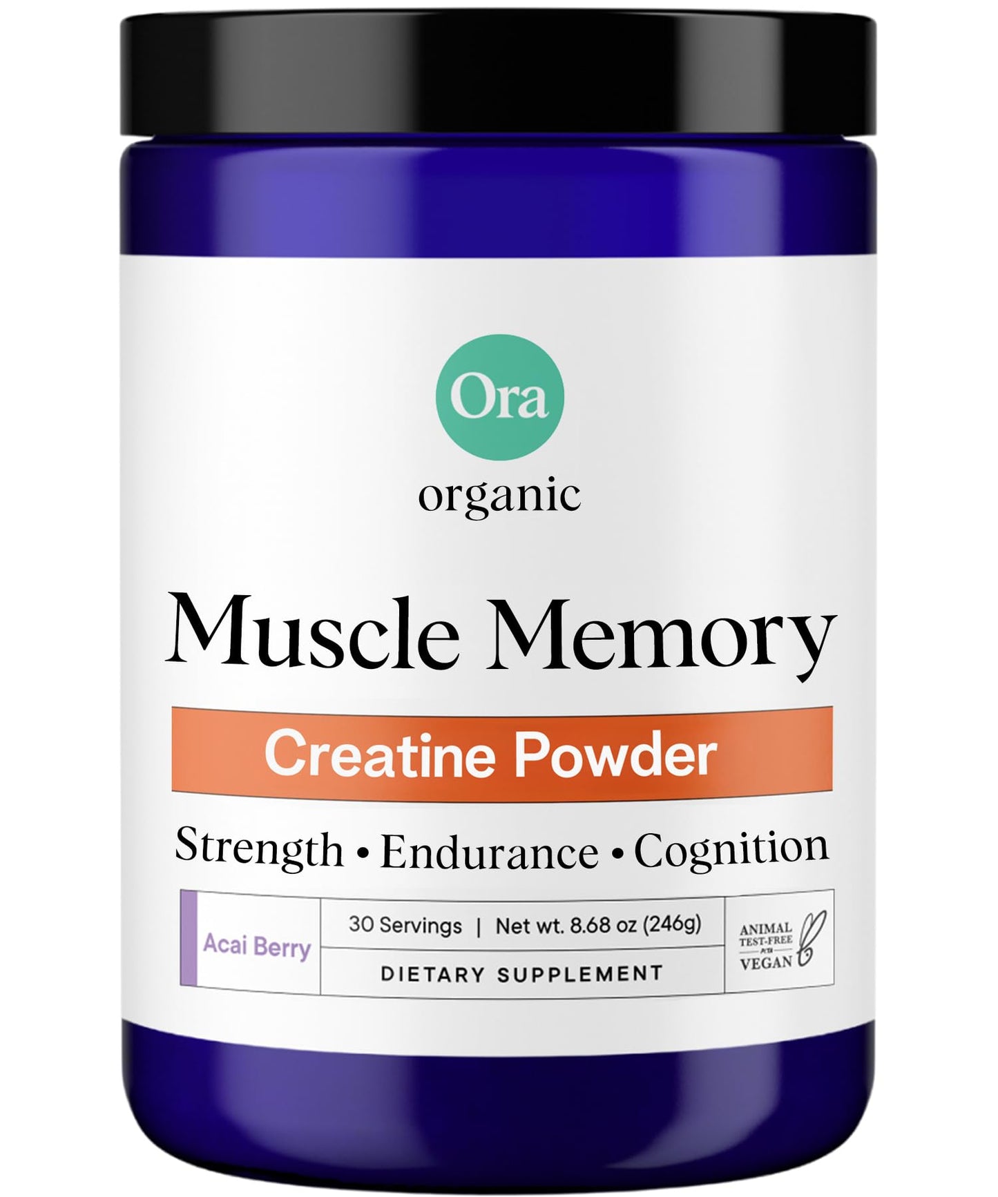 Ora Organic Creatine Monohydrate Powder - German-Sourced Creavitalis for Strength, elevATP for Energy, D-Ribose & Taurine for Recovery - Creatine for Women & Men - Acai Berry Flavor, 30 Servings - Maple Wellness Supplements