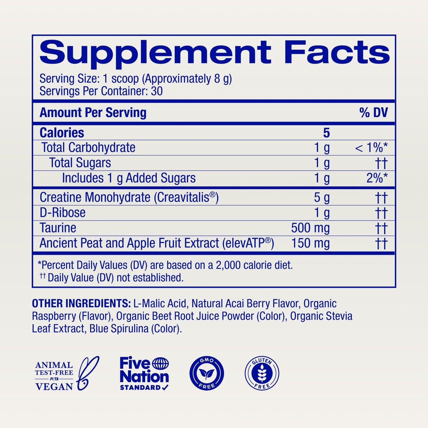 Ora Organic Creatine Monohydrate Powder - German-Sourced Creavitalis for Strength, elevATP for Energy, D-Ribose & Taurine for Recovery - Creatine for Women & Men - Acai Berry Flavor, 30 Servings - Maple Wellness Supplements