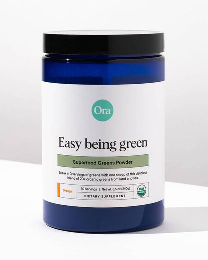 Ora Organic Greens Powder - Vegan, Gluten-Free, Organic Super Greens Drink for Energy and Detox | Antioxidants & Adaptogenic Herbs | 20+ Superfood Greens Blend - Citrus Flavor, 30 Servings - Maple Wellness Supplements