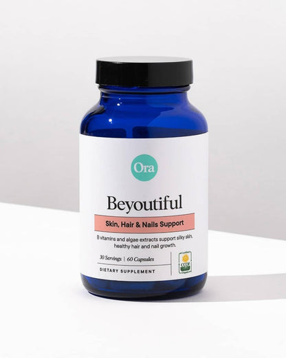 Ora Organic Hair, Skin, and Nails Support- BeYouTiful - Beauty Supplement with B Vitamins and Algae Extracts for Healthy Hair and Skin - 60 Vegan Capsules - Maple Wellness Supplements