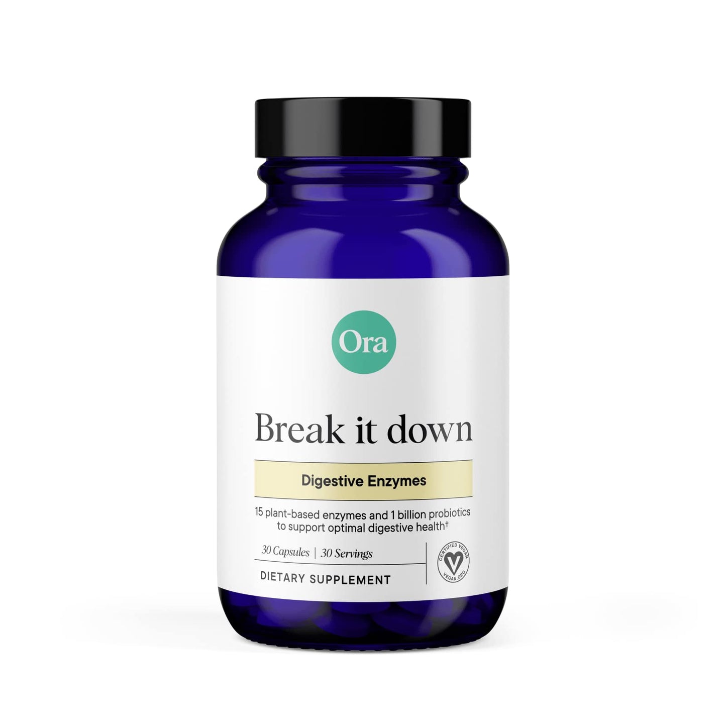 Ora Organic Multi-Enzyme Supplement - Vegan, Gluten Free Enzymes for Digestion with Probiotics for Gut Health, Bloating, Constipation and Gas Relief - 30 Easy to Swallow Capsules - Maple Wellness Supplements