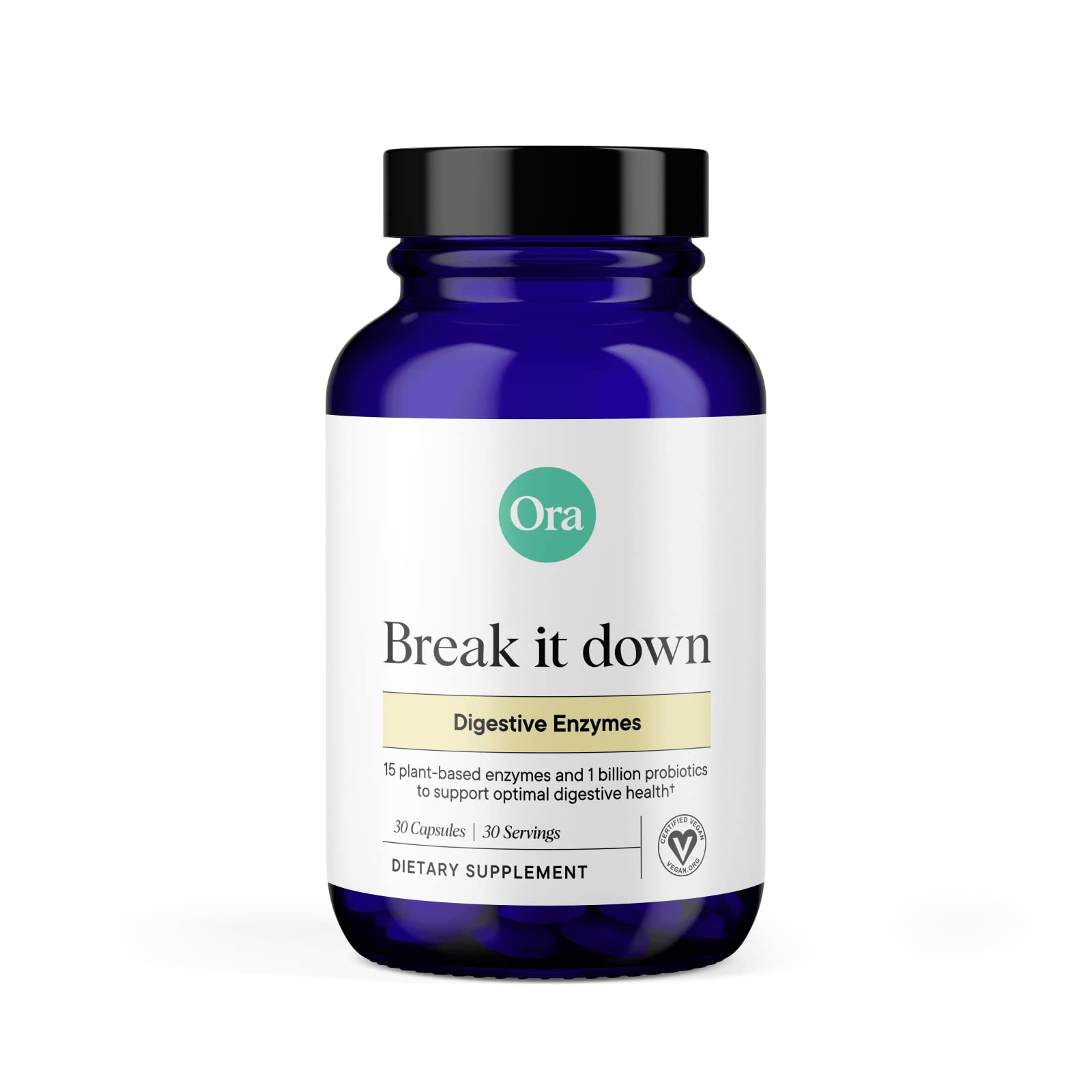 Ora Organic Multi-Enzyme Supplement - Vegan, Gluten Free Enzymes for Digestion with Probiotics for Gut Health, Bloating, Constipation and Gas Relief - 30 Easy to Swallow Capsules - Maple Wellness Supplements