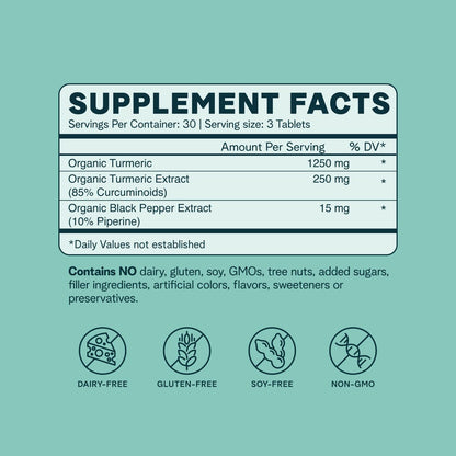 Ora Organic Turmeric Curcumin with Piperine - Pure Extracts for Joint Stress and Cardiovascular Health, Support Healthy Cognitive Function, No Filler Ingredients - 90 Vegan Tablets, 1 Month Supply - Maple Wellness Supplements