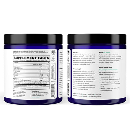 Ora Organic Vegan Collagen-Boosting Powder for Women and Men - Hair, Skin, & Nails Support - Bamboo Silica, Plant-Based Protein, Organic Vitamin C, Aloe Vera - Vanilla Flavor, 20 Servings - Maple Wellness Supplements